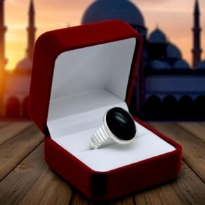 প্রিমিয়াম কালো আকিক রিং সিলভার